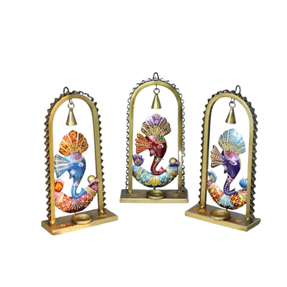 Iron Arched Ganesh with Bell – 3x12x7 Inches Decorative Lord Ganesha Figurine